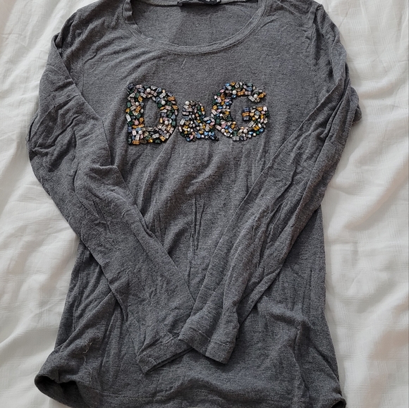 Authentic dolce & gabbana longsleeve graphic logo t-shirt with rhinestones - Picture 10 of 11